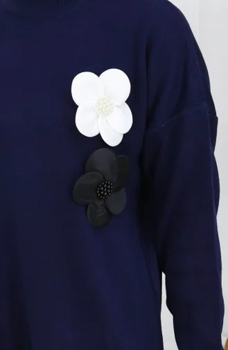 بدلة من قطعتين، سترة وبنطلون بياقة مدورة، لون أزرق داكن، رقم 1015-02 1015-02