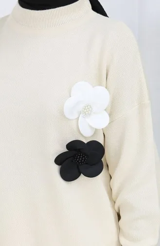 Knitwear Turtleneck Tunic Trousers Two Piece Suit 1015-04 Beige 1015-04