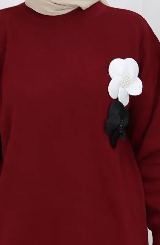 Gebreide Coltrui Tuniek Broek Tweedelig Pak 1015-06 Bordeauxrood 1015-06