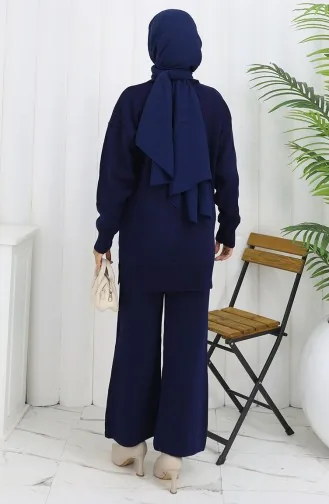 Triko Taş Baskılı Tunik Pantolon İkili Takım 1053-01 Lacivert