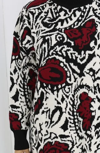 Knitwear Garnished Tunic Trousers Two Piece Suit 1060-06 Black Claret Red 1060-06