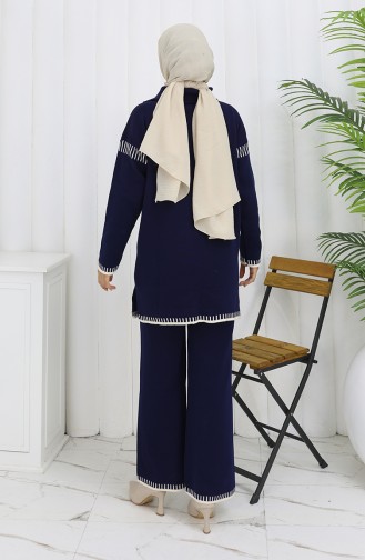 Triko Fermuar Yakalı Tunik Pantolon İkili Takım 1061-03 Lacivert