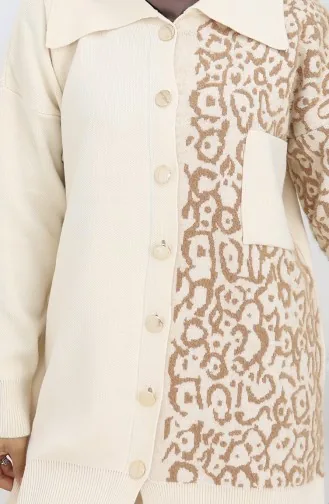 Triko Garnili Düğmeli Tunik Pantolon İkili Takım 1078-04 Bej