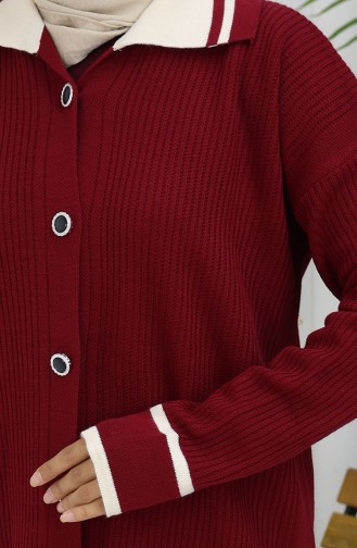 Triko Polo Yaka Düğmeli Tunik Pantolon İkili Takım 1108-01 Bordo