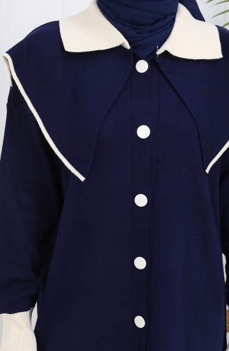 Gebreid Geknoopt Tuniek Met Garneringen Tweedelig Pak 1122-02 Marineblauw 1122-02