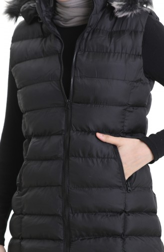 Kapüşonlu Fermuarlı Şişme Yelek 0169B-01 Siyah