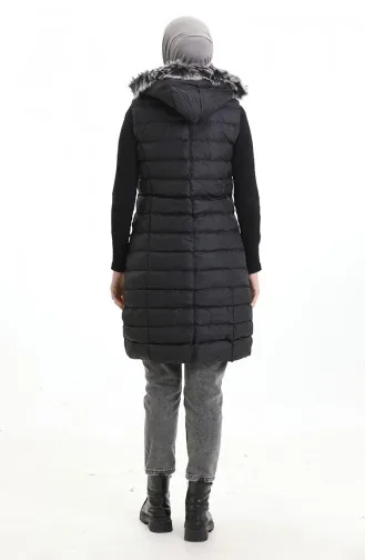 Gilet Matelassé à Capuche Et Fermeture éclair 0169B-01 Noir 0169B-01