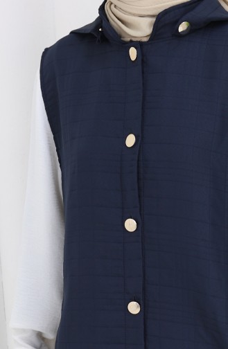 Quilted Fabric Buttoned Vest 0186-01 Navy Blue 0186-01