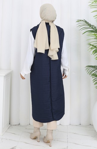 Quilted Fabric Buttoned Vest 0186-01 Navy Blue 0186-01