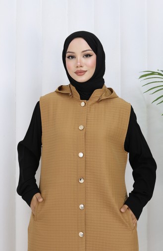 Gewatteerd Stoffen Vest Met Knoopjes 0186-02 Melkkoffie 0186-02