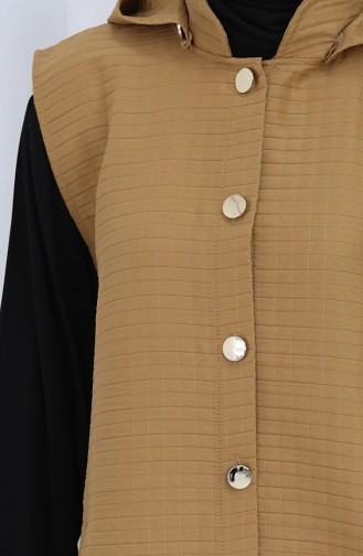 Gewatteerd Stoffen Vest Met Knoopjes 0186-02 Melkkoffie 0186-02