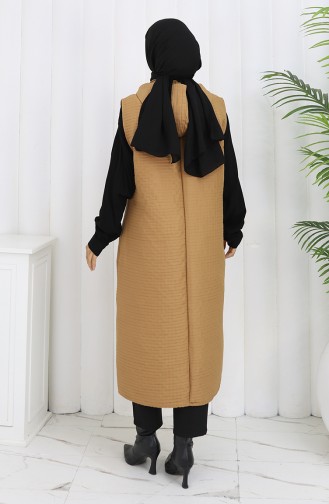 Gewatteerd Stoffen Vest Met Knoopjes 0186-02 Melkkoffie 0186-02