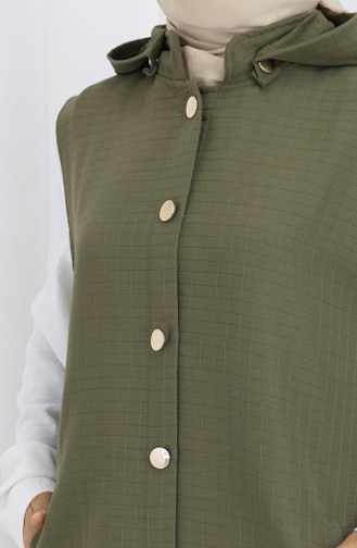 Quilted Fabric Buttoned Vest 0186-03 Khaki 0186-03