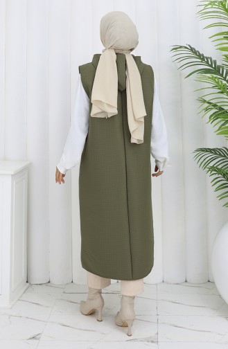 Quilted Fabric Buttoned Vest 0186-03 Khaki 0186-03