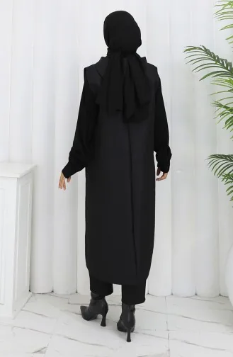 Gilet Boutonné En Tissu Matelassé 0186-03 Noir 0186-03