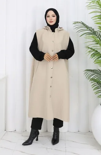 Gilet Boutonné En Tissu Matelassé 0186-04 Beige 0186-04