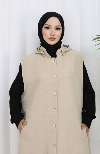 Quilted Fabric Buttoned Vest 0186-05 Beige 0186-05