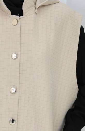 Quilted Fabric Buttoned Vest 0186-05 Beige 0186-05