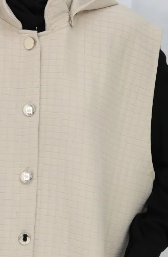 Gilet Boutonné En Tissu Matelassé 0186-04 Beige 0186-04