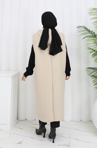 Quilted Fabric Buttoned Vest 0186-05 Beige 0186-05