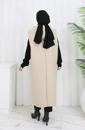 Gilet Boutonné En Tissu Matelassé 0186-04 Beige 0186-04