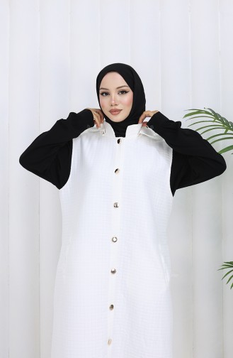 Quilted Fabric Buttoned Vest 0186-06 Ecru 0186-06