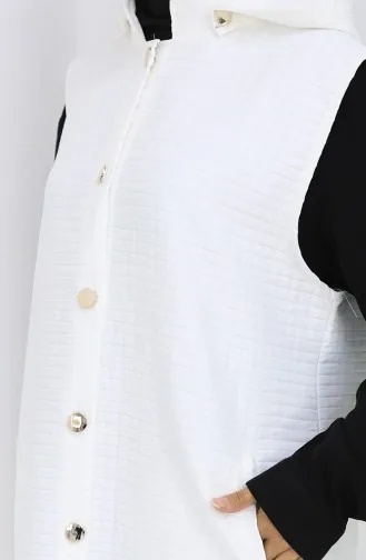 Gilet Boutonné En Tissu Matelassé 0186-05 Écru 0186-05