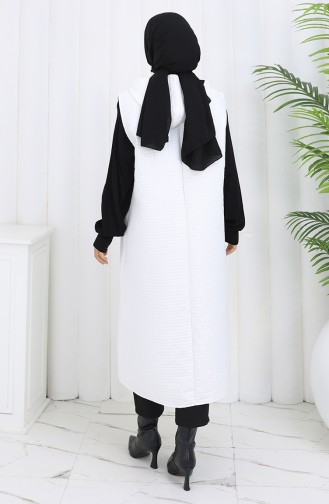 Quilted Fabric Buttoned Vest 0186-06 Ecru 0186-06