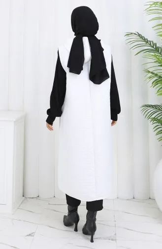 Gilet Boutonné En Tissu Matelassé 0186-05 Écru 0186-05