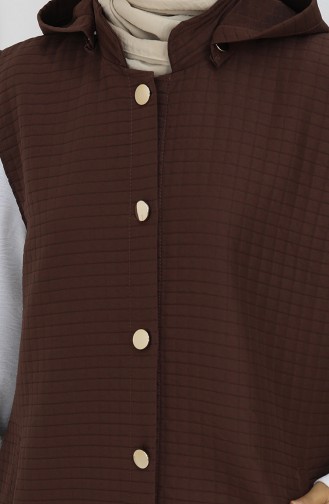 Quilted Fabric Buttoned Vest 0186-07 Brown 0186-07