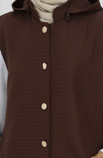 Gilet Boutonné En Tissu Matelassé 0186-06 Marron 0186-06