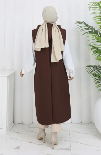 Gilet Boutonné En Tissu Matelassé 0186-06 Marron 0186-06