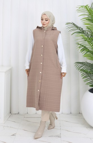 Quilted Fabric Buttoned Vest 0186-08 Mink 0186-08