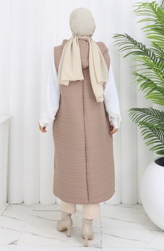 Quilted Fabric Buttoned Vest 0186-08 Mink 0186-08