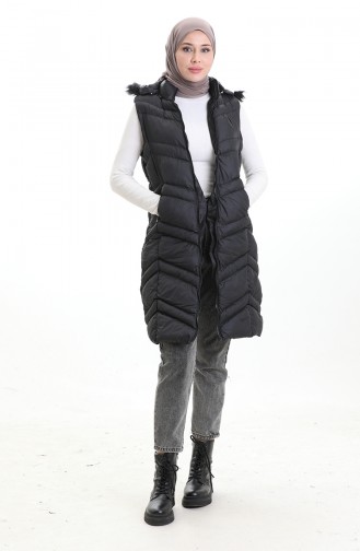 Gewatteerd Vest Met Capuchon En Rits 0205-01 Zwart 0205-01