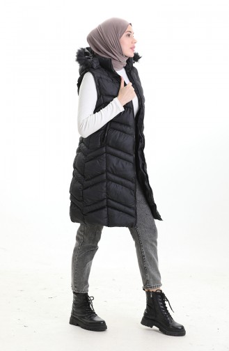 Gewatteerd Vest Met Capuchon En Rits 0205-01 Zwart 0205-01
