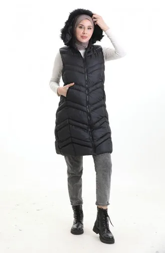 Gewatteerd Vest Met Capuchon En Rits 0205-01 Zwart 0205-01