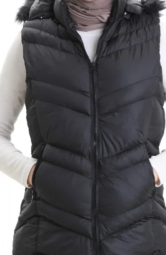 Gewatteerd Vest Met Capuchon En Rits 0205-01 Zwart 0205-01