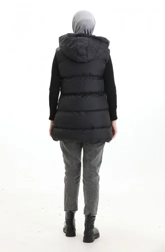 سترة منتفخة بغطاء رأس وسحاب 0170-02 سوداء 0170-02