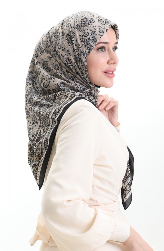 وشاح كاراكا كوبرا المنقوش 82014-06 أسود كريمي 82014-06