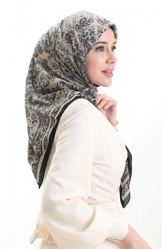 Karaca Gemusterter Cupra Schal 82014-06 Schwarz Creme 82014-06