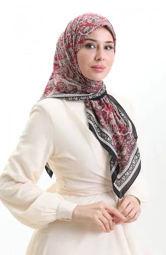 Karaca Gemusterter Cupra Schal 82014-08 Schwarz Weinrot 82014-08