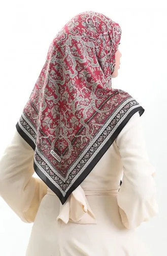 Karaca Gemusterter Cupra Schal 82014-08 Schwarz Weinrot 82014-08