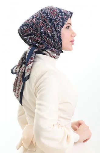 Karaca Gemusterter Cupra Schal 82014-09 Marineblau Rot 82014-09