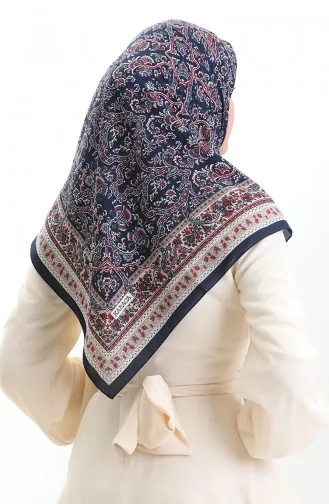 Karaca Gemusterter Cupra Schal 82014-09 Marineblau Rot 82014-09