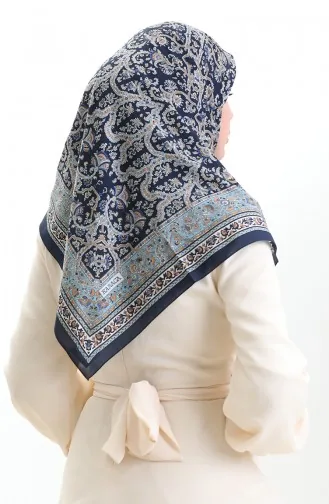 Karaca Gemusterter Cupra-Schal 82014-10 Marineblau 82014-10