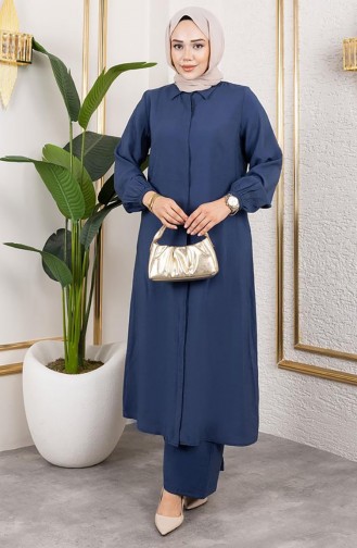 Lange Tuniek Modal Pak 0330-03 Marineblauw 0330-03