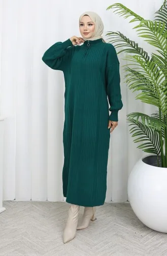 Knitwear Ribbed Zipper Detailed Dress 0005-03 Petrol 0005-03