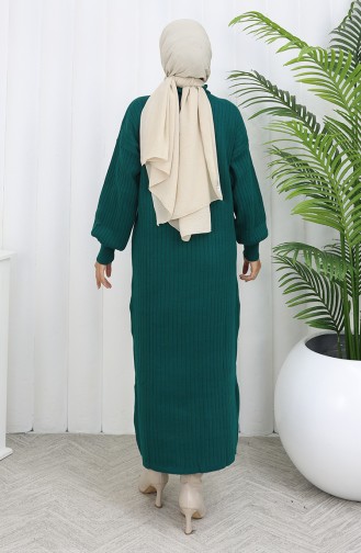 Gebreide Geribbelde Jurk Met Ritsdetail 0005-03 Petrol 0005-03