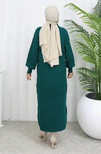 Knitwear Ribbed Zipper Detailed Dress 0005-03 Petrol 0005-03